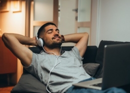 Man Listening to Music at Home
