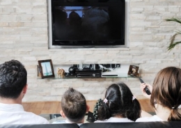 Family watching TV