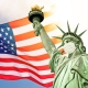 US Statue of Liberty with Mask