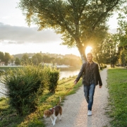 Man Taking Dog for Walk