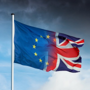 UK EU Flags Waving
